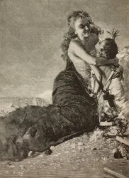 Renacimiento, madre con niño, de la pintura de Vincenzo Irolli