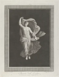 Una bacante parcialmente desnuda sosteniendo un disco en su mano izquierda y levantando sus ropas..., ca. 1795-1820