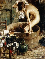 Bañándose