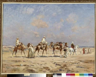 Caravana en el desierto Pintura de Pierre Victor Huguet (1835-1902) Mención obligatoria: Colección fondation regards de Provence, Marsella