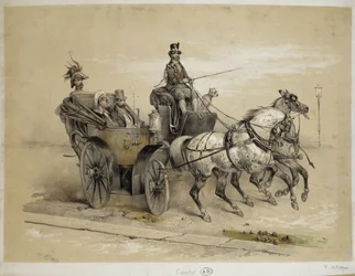 Calesa - Litografía por Adam, c.1840