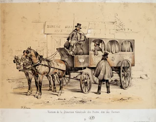 Carro de la Oficina de Correos - Litografía por Adam, c.1840