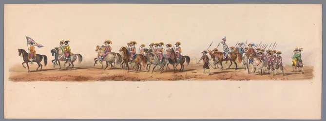 Procesión histórica en el segundo centenario de la Universidad de Ciencias Aplicadas de Utrecht, 1836 (lámina 5) Acercamiento de los ejércitos holandeses a Ostende, 3 de julio de 1600, el día después de la victoria en Nieuwpoort; según la representación di