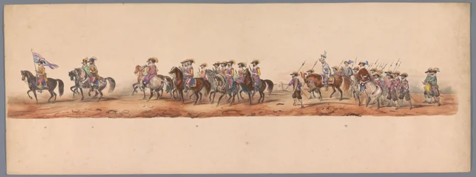 Procesión histórica en el segundo centenario de la Universidad de Ciencias Aplicadas de Utrecht, 1836 (lámina 5) Acercamiento de los ejércitos holandeses a Ostende, 3 de julio de 1600, el día después de la victoria en Nieuwpoort; según la representación di