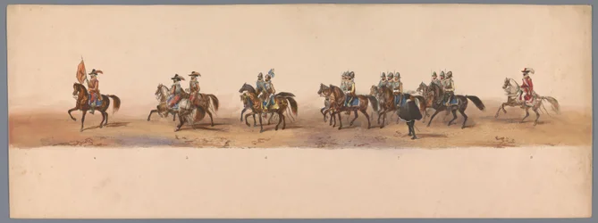 Procesión histórica en el segundo centenario de la Universidad de Ciencias Aplicadas de Utrecht, 1836 (lámina 2) Acercamiento de los ejércitos holandeses a Ostende, 3 de julio de 1600, el día después de la victoria en Nieuwpoort; según la representación di