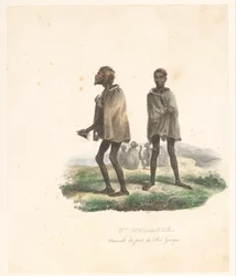 Ropa de los habitantes de King George Sound (Australia Occidental)
Nlle. Hollande. Naturels du port du Roi Georges (título en el objeto)
Voyage de découvertes de l