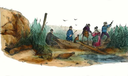La leona, escena de caza. en “Álbum Grotesque, Elecciones de Tipos Sobresalientes”, ilustraciones de Victor Adam, París, circa 1850.