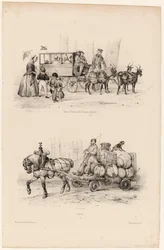 Coche ómnibus en los Campos Elíseos, c.1841-44 (impresión)