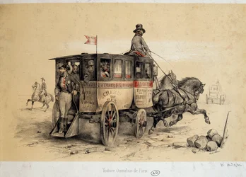 Coche ómnibus de París - Litografía de Adam, ca. 1840