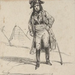 Soldado apoyado en su espada, mediados del siglo XIX