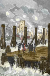 Asedio de la Rochelle (1627-1628): "El cardenal de Richelieu (1585-1642) en la presa de La Rochelle, durante el asedio de la ciudad, place d