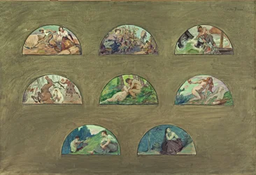 Boceto para el comedor del Hôtel de Ville de París: Les nourritures - Les plaisirs - Les sens (enjutas semicirculares), entre 1891 y 1892 (óleo sobre lienzo)