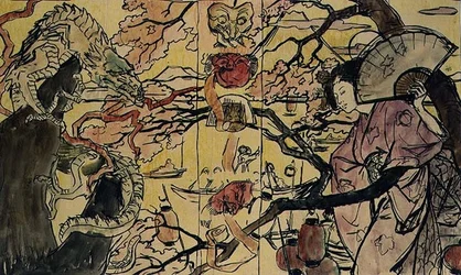 Boceto para la encuadernación de un libro sobre arte japonés