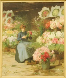 Vendedora de flores frente a la iglesia de la Madeleine