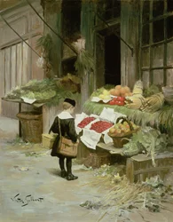 Niño pequeño en el mercado