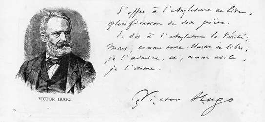 Dedicación de Victor Hugo a Inglaterra de su libro sobre Shakespeare, c.1864