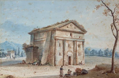 Tumba romana en la campiña romana de la Via Appia (dibujo)
