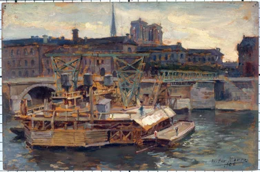 Obras de la línea de metro del puente de Notre-Dame