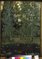 Estanque en Akhtyrka (u Okhtyrka, Ucrania). Pintura de Viktor Mikhaylovich Vasnetsov (1848-1926), óleo sobre lienzo