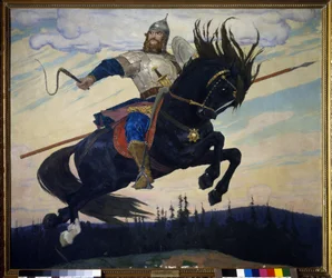 Ilya Muromets (Elie de Murom) (Ilya Muromets). Héroe legendario ruso. Pintura de Viktor Mikhailovich Vasnetsov (1848-1926), óleo sobre lienzo