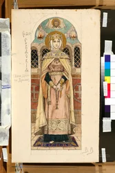 Retrato de Eudoxia Dimitrievna de Suzdal (fallecida hacia 1407) (estudio para un fresco en la Catedral de San Vladimir en Kyiv) - Obra de Viktor Mikhaylovich Vasnetsov (1848-1926)