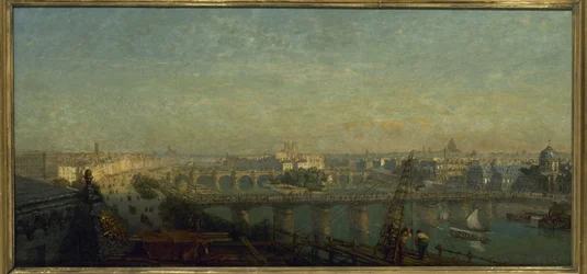 París desde el este: vista tomada desde los tejados del Louvre en 1856 (pintura)