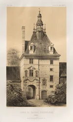 Arquitectura Pintoresca o Monumentos del Siglo XV. y XVI. Siglos: Castillos de Francia de los Siglos XV y XVI: Pl. 85, Porte du Château d