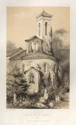 Arquitectura Pintoresca o Monumentos del Siglo XV. y XVI. Siglos: Castillos de Francia de los siglos XV y XVI: Pl.14, Iglesia de San Mauricio (Vienne)