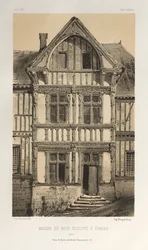 Arquitectura Pintoresca o Monumentos del Siglo XV. y XVI. Siglos: Castillos De Francia De Los Siglos XV Y XVI: Pl. 25, Casa De Madera Tallada En Cravan (Yonne)