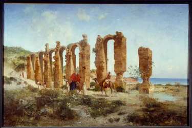El acueducto romano en Cherchell (Argelia). Pintura de Victor Pierre Huguet (1835-1902)