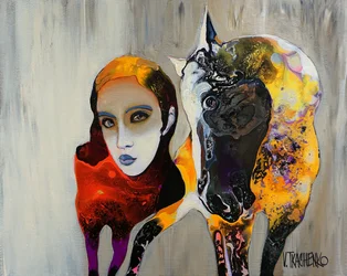 Mujer abstracta con caballo