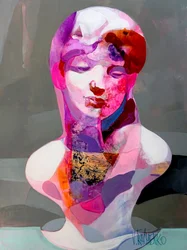 Busto abstracto y colorido