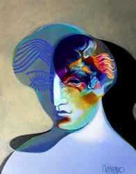 Rostro abstracto y colorido