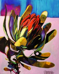 Abstracto de proteas de colores