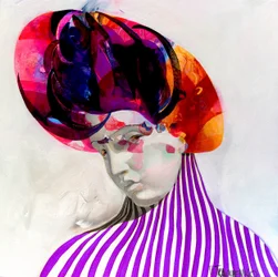 Retrato a rayas de colores