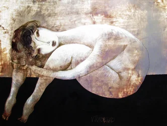 Figura desnuda encogida