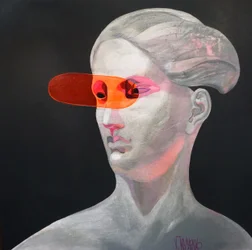 Retrato con visor futurista