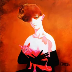 Mujer con un gato esfinge