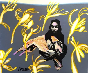 Abrazo protector de una mujer