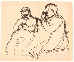 Esbozo de figura. Dos hombres sentados: Aarsleff y P. Johansen