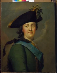 Retrato de la emperatriz Catalina II con el uniforme de salvavidas