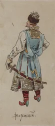 Diseño de vestuario para la ópera El Mercader Kalashnikov de A. Rubinstein, 1901