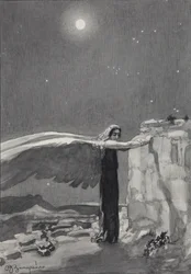 Ilustración del poema El Demonio de Mikhail Lermontov, 1913-1914