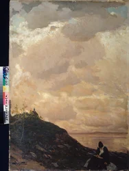 Espacio celestial - Pintura de Viktor Ivanovich Zarubin (Victor Zaroubine o Zaroubin) (1866-1928), óleo sobre lienzo
