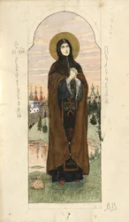 Santa Eufrosina de Polatsk Estudio para frescos en la Catedral de San Vladimiro de Kiev, 1884-1889