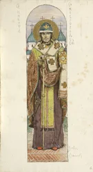 San Nikita, Obispo de Novgorod Estudio para frescos en la Catedral de San Vladimiro de Kiev, 1884-1889