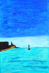 Paisaje marino en azul intenso