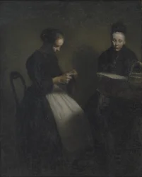 Tarde en el salón. La madre y la esposa del artista