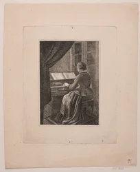 Retrato de la esposa del pintor tocando el piano