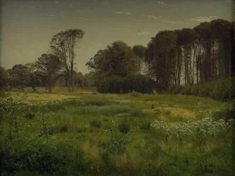 Paisaje de verano. Horneland cerca de Faaborg